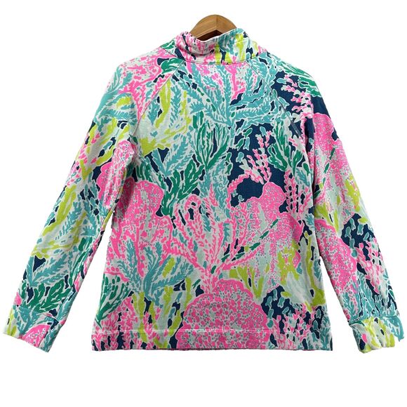 Lilly Pulitzer Skipper Popover Size M Let's Cha Cha Multicolor Print 1/2 Zip - Picture 7 of 13